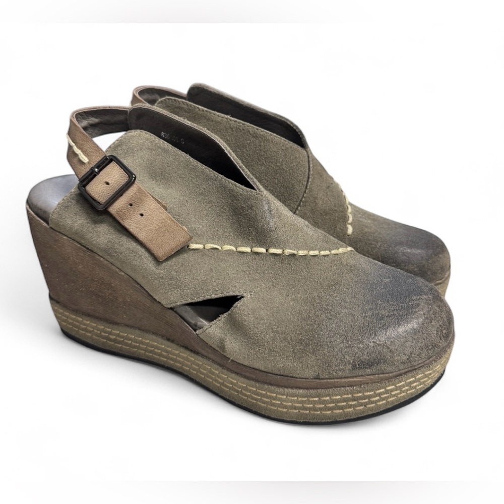 Antelope Women's 836 Suede Cutout Wedge Mule Sandals Size 40EU